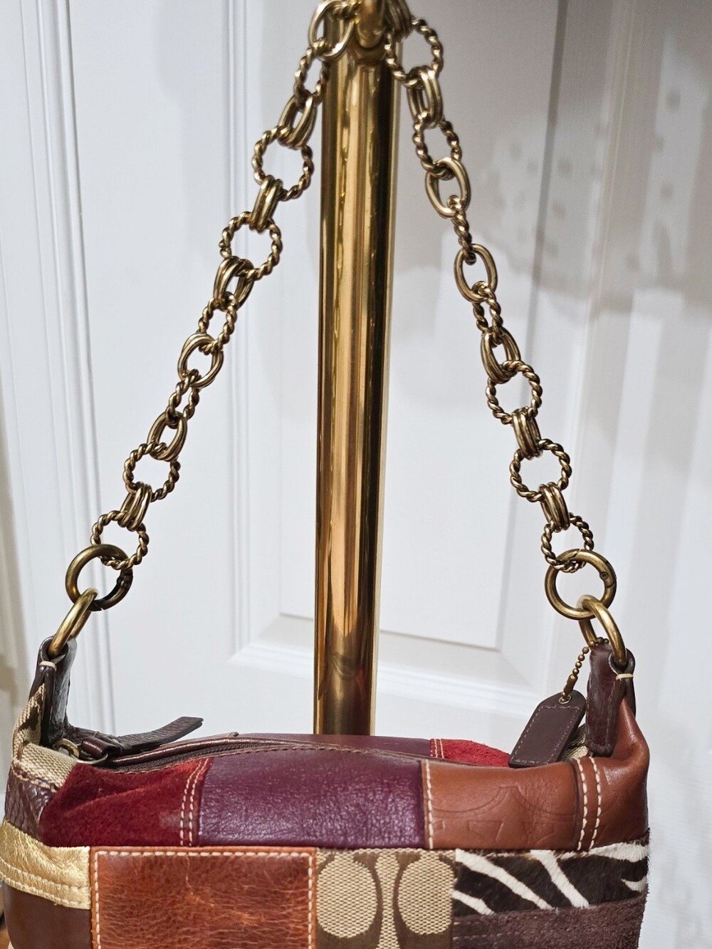 Coach Patchwork Shoulder Bag in Multi Burgundy and Brown - Picture 12 of 13